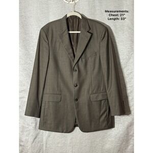 Stafford 100% Wool‎ Blazer Sport Coat Jacket Brown Textured Micro Check Mens 40L